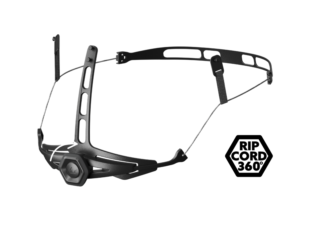 ripcord 360 frame with arrows showing direction of adjustment and ripcord 360 logo