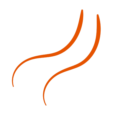 Orange abstract line design on a white background